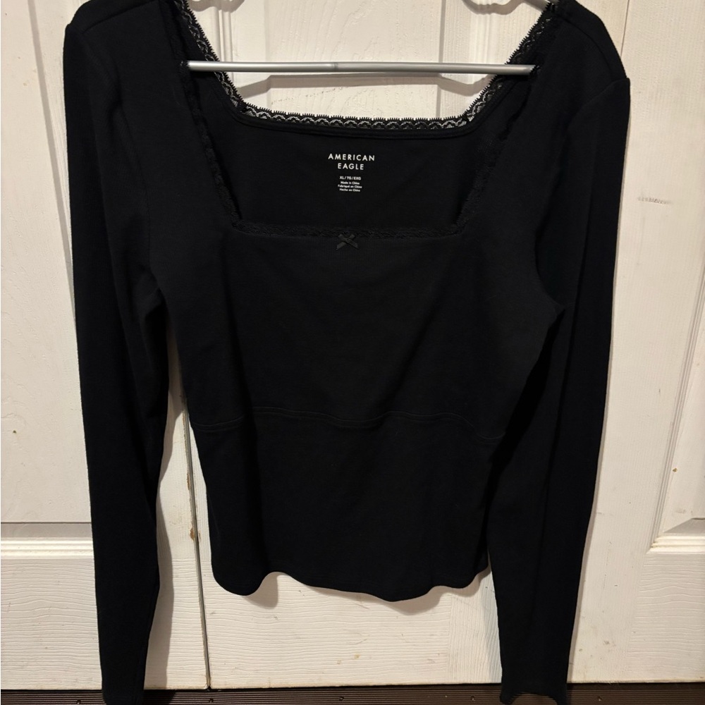 American Eagle Outfitters Black Long Sleeve Top